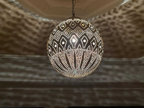 Boho Moroccan Brass Pendant Light – Vintage Ceiling Lamp (PL 1071)